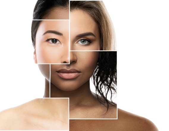 Face parts of different ethnicity women